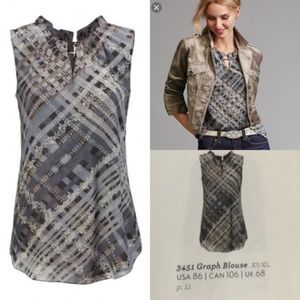 CAbi Graph Sleeveless Blouse #3451 Size Medium